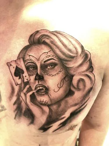 Catrina Marilyn Portrait Tattoo Black & Grey - Oberhausen