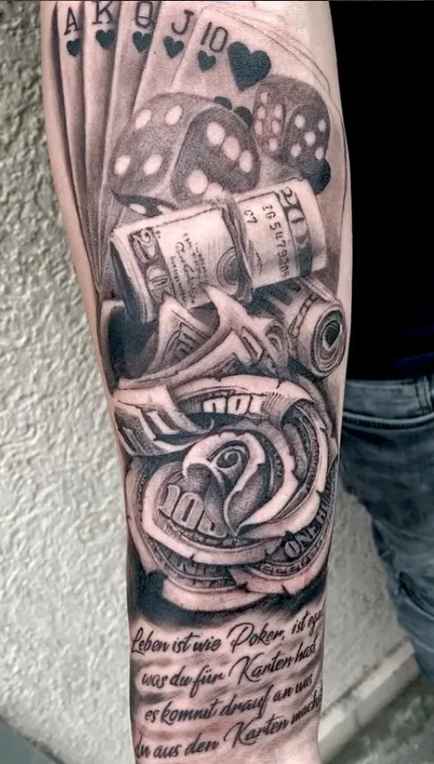 Spielkarten Würfel Rose Black & Grey Tattoo - Tattoostudio Oberhausen